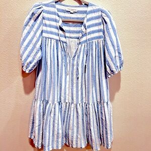 Emerson Fry Puff Isla Dress Blue Striped XS/S